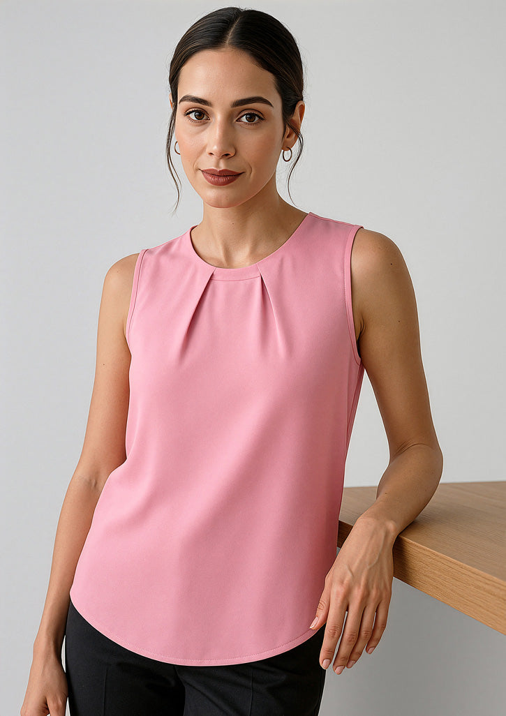 BIZ CORPORATES Womens Estelle Sleeveless Pleat Detail Blouse RB973LN