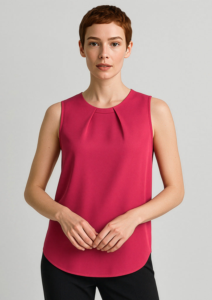BIZ CORPORATES Womens Estelle Sleeveless Pleat Detail Blouse RB973LN