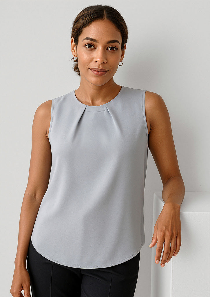 BIZ CORPORATES Womens Estelle Sleeveless Pleat Detail Blouse RB973LN