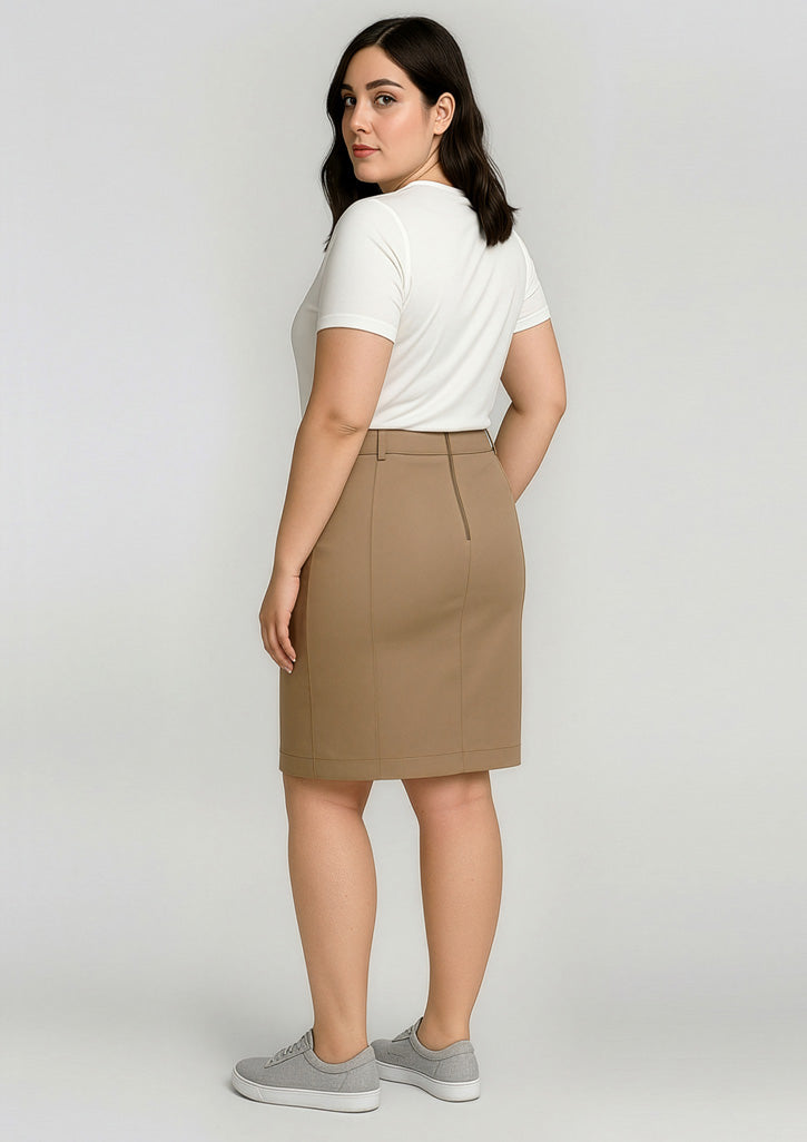 BIZ CORPORATES Womens Mid Waist Stretch Chino Skirt RGS264L