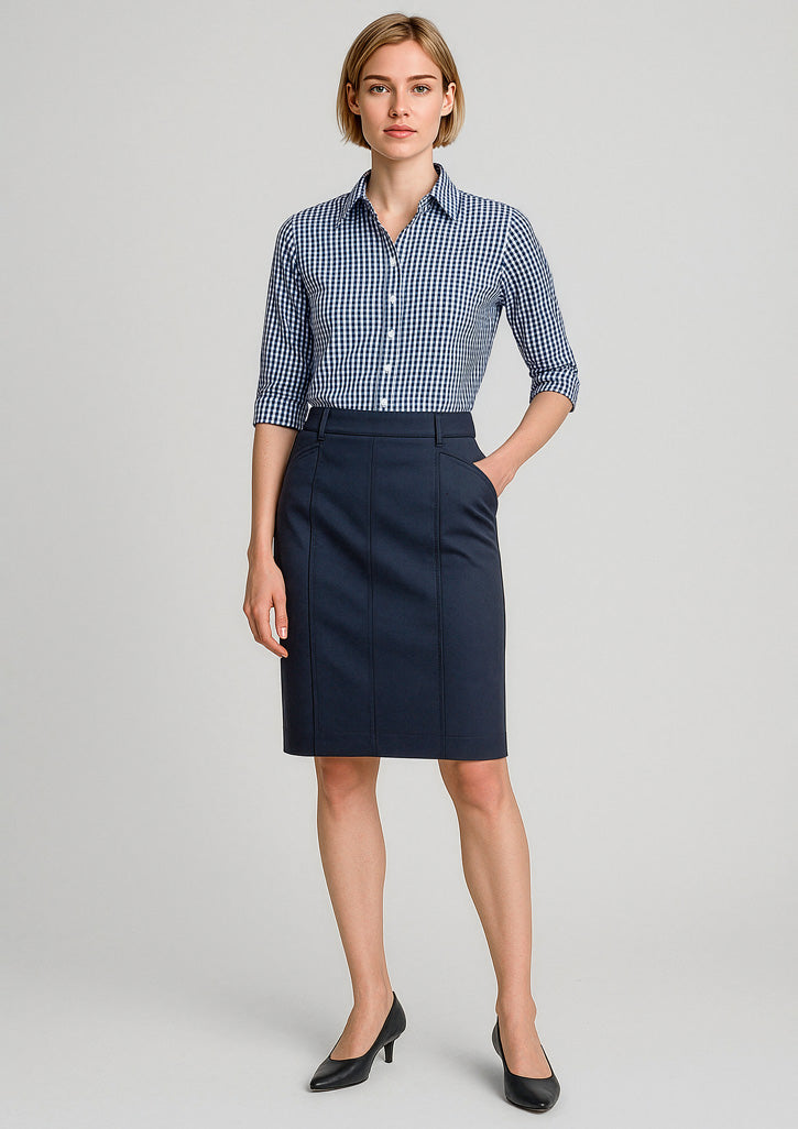 BIZ CORPORATES Womens Mid Waist Stretch Chino Skirt RGS264L