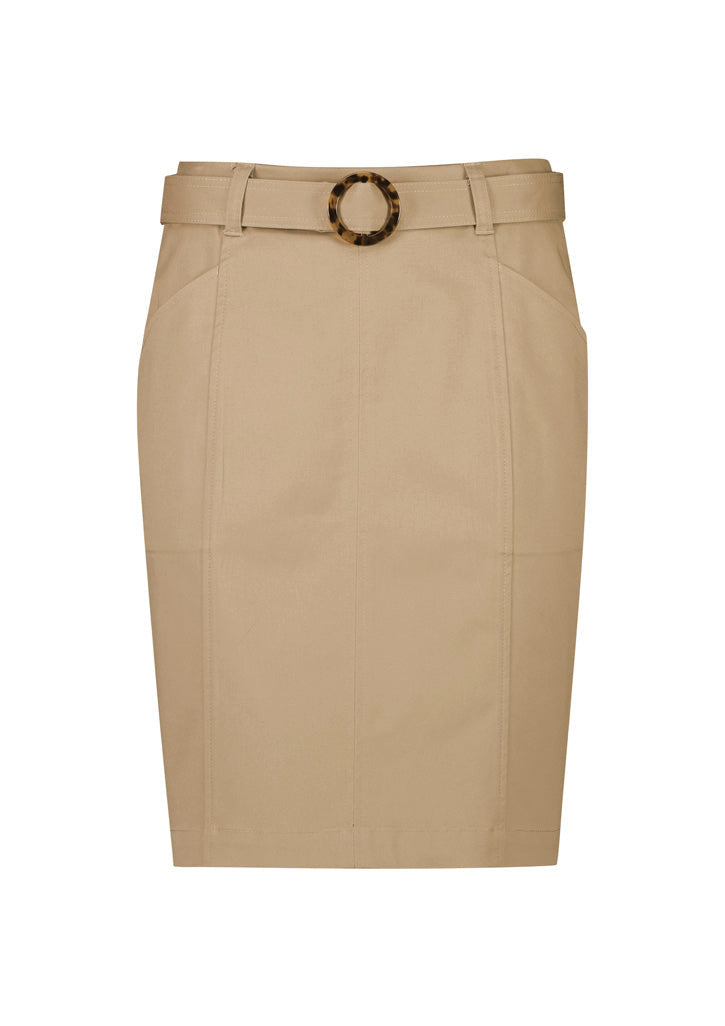 BIZ CORPORATES Womens Mid Waist Stretch Chino Skirt RGS264L