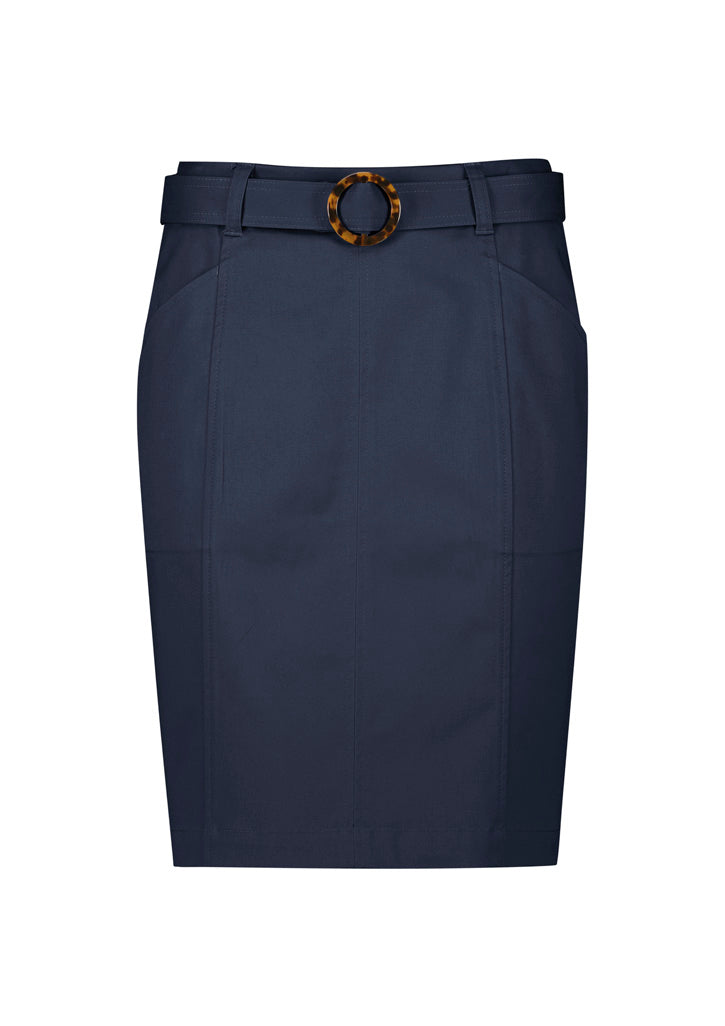 BIZ CORPORATES Womens Mid Waist Stretch Chino Skirt RGS264L