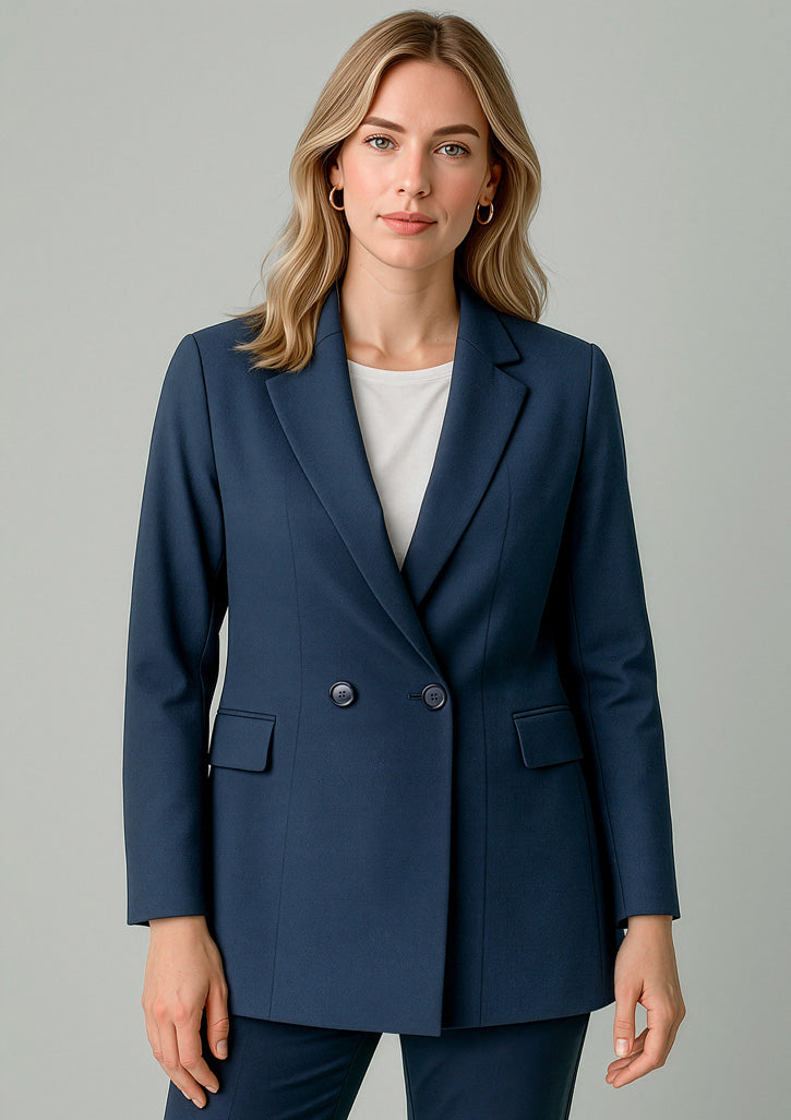 BIZ CORPORATES Womens Renew Double Breasted Longline Jacket RJ400L