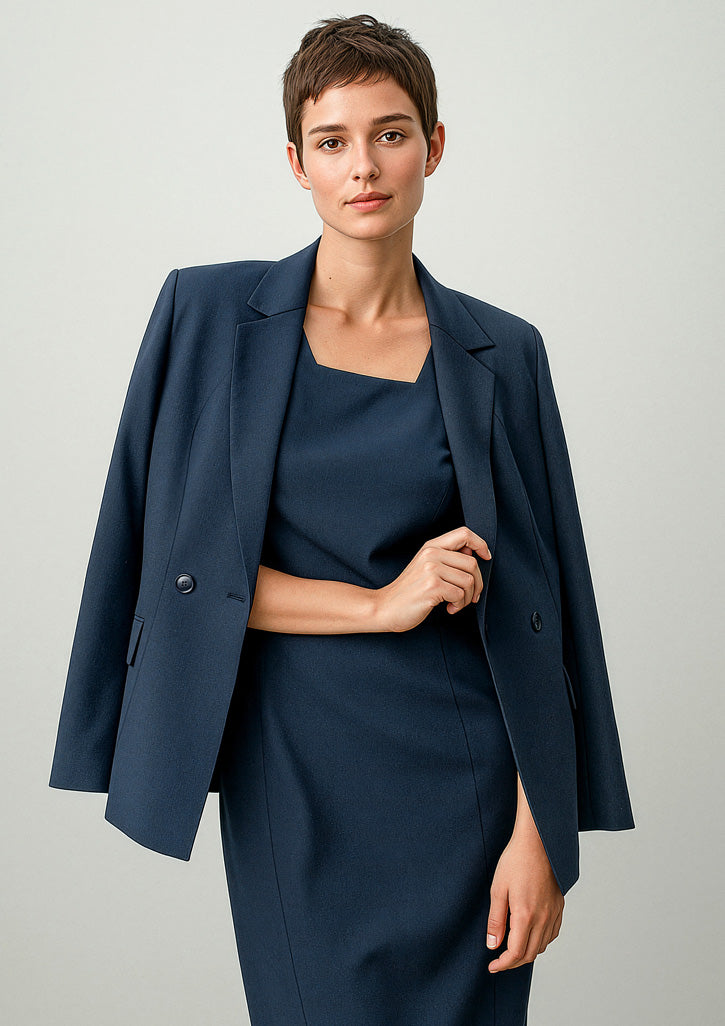 BIZ CORPORATES Womens Renew Double Breasted Longline Jacket RJ400L