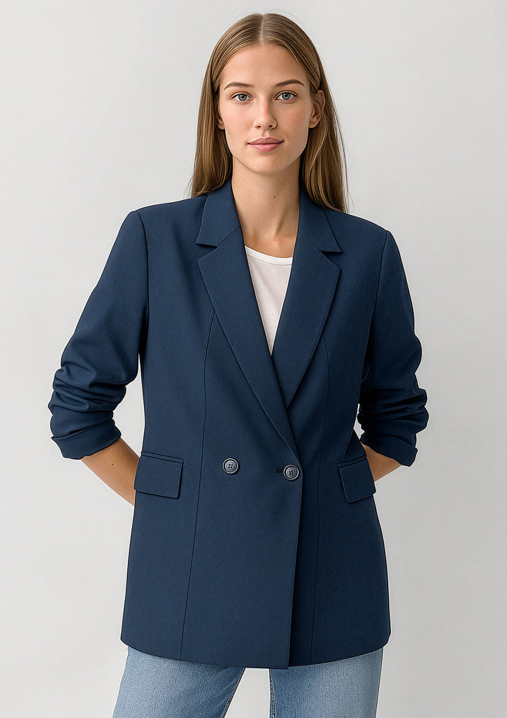 BIZ CORPORATES Womens Renew Double Breasted Longline Jacket RJ400L