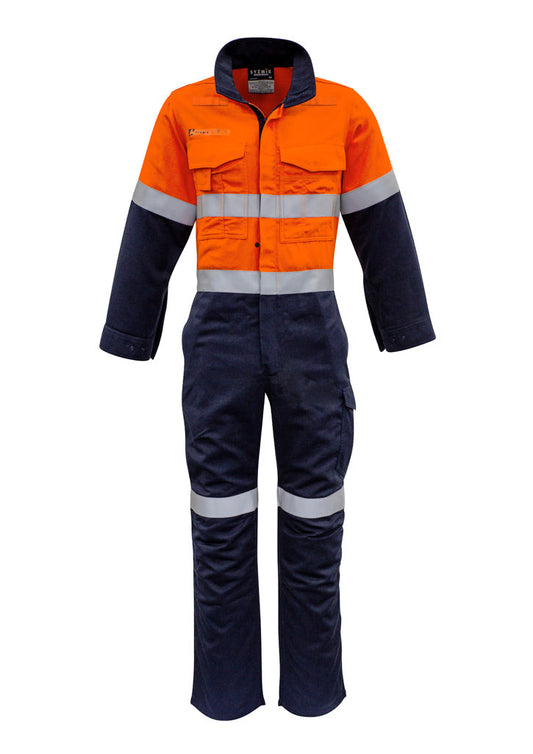 SYZMIK Mens Orange Flame Overall - Hoop Taped ZC525