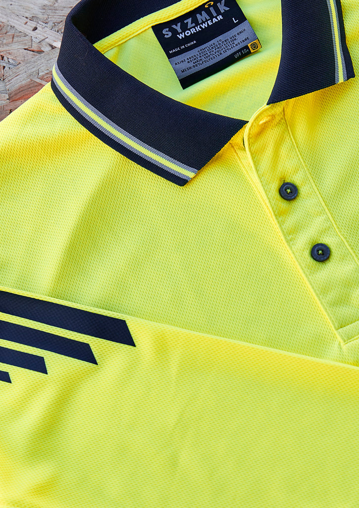 SYZMIK Mens Hi Vis Flux Long Sleeve Polo ZH310