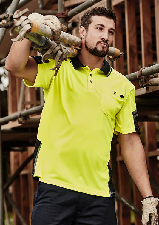 SYZMIK Mens Hi Vis Reinforced Squad Short Sleeve Polo ZH465