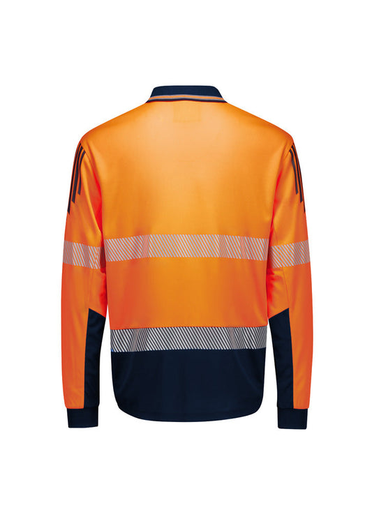 SYZMIK Mens Hi Vis Flux Segmented Tape Long Sleeve Polo ZH550