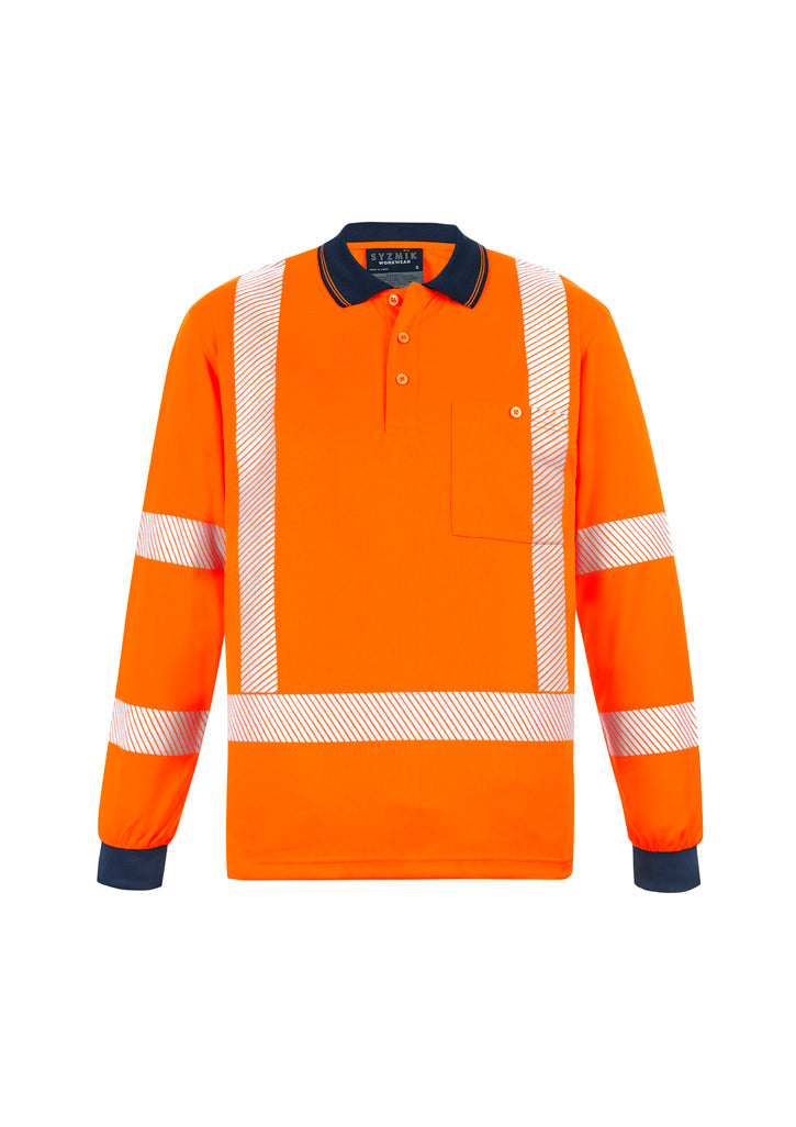SYZMIK Unisex Hi Vis X Back NSW Rail Long Sleeve Polo ZH690