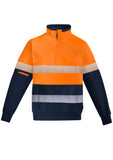SYZMIK Mens Orange Flame Hi Vis 1/4 Zip Pullover - Hoop Taped ZT150