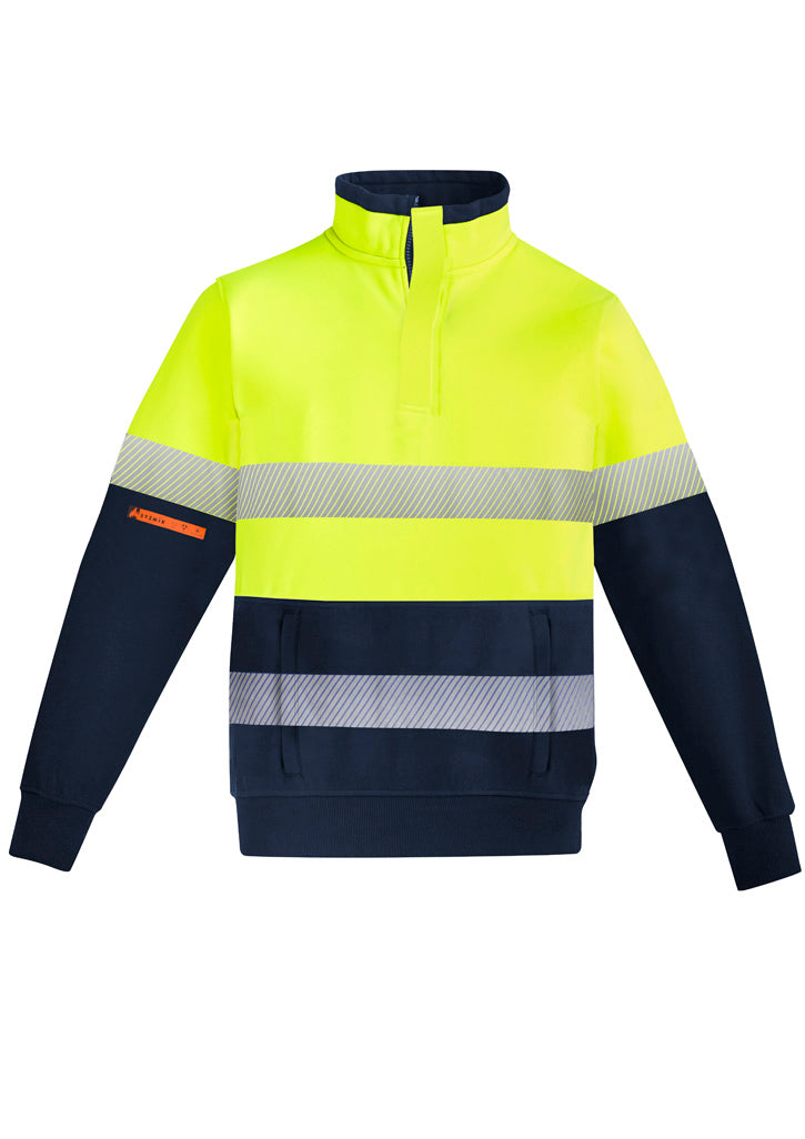 SYZMIK Mens Orange Flame Hi Vis 1/4 Zip Pullover - Hoop Taped ZT150