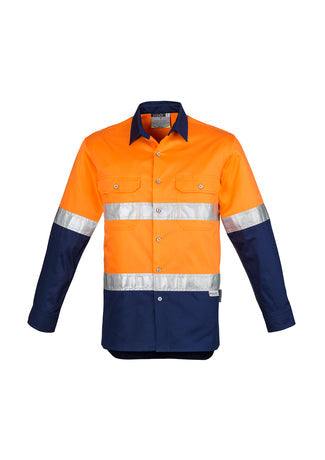 SYZMIK Mens Industrial Long Sleeve Shirt - Hoop Taped ZW123