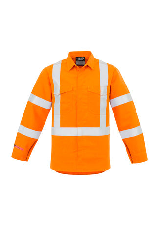 SYZMIK Mens Red Flame Hi Vis X Back Shirt ZW137