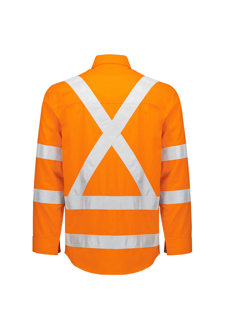 SYZMIK Mens Orange Flame Lightweight Ripstop X Back Taped Shirt ZW187