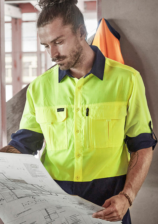 SYZMIK Mens Hi Vis Outdoor Long Sleeve Shirt ZW468
