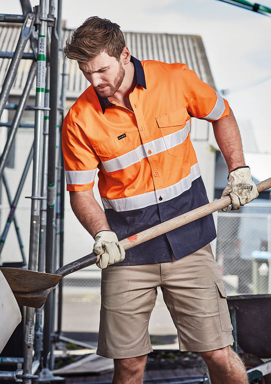 SYZMIK Mens Rugged Cooling Hi Vis Taped Short Sleeve Shirt ZW835
