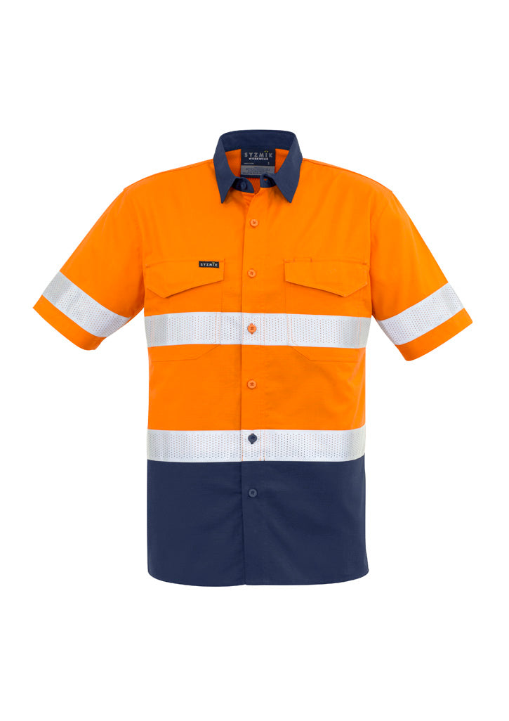 SYZMIK Mens Rugged Cooling Hi Vis Taped Short Sleeve Shirt ZW835